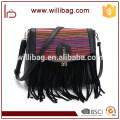 Bolso de cuero del bolso de las mujeres del cuero de la borla del grabado de Alibaba China